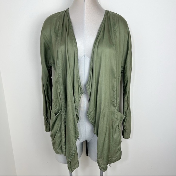 Jessica Simpson Blazer Finn Draped Embroidered Jacket Size Small Olive Lagenlook - Picture 5 of 11